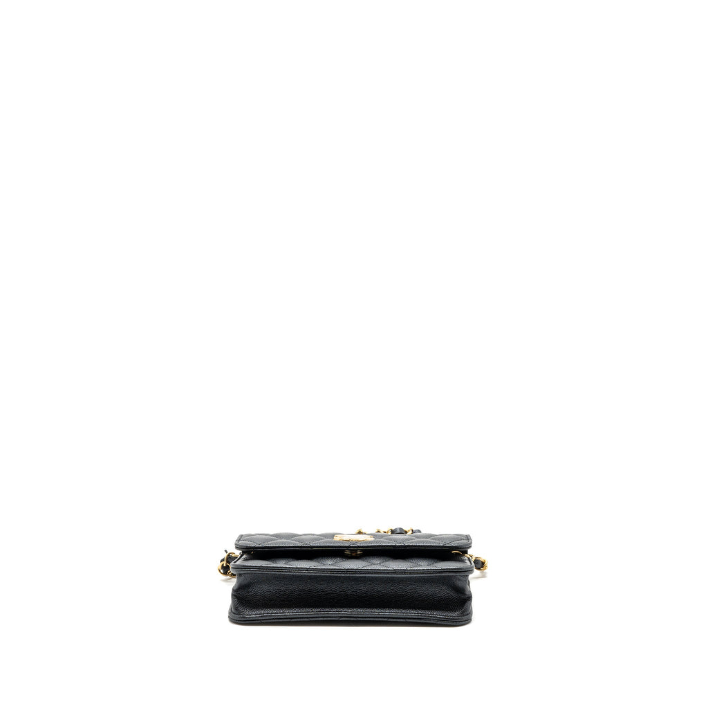 CHANEL MINI FLAP BAG WITH ADJUSTABLE CHAINS CAVIAR BLACK GHW(MICROCHIP)