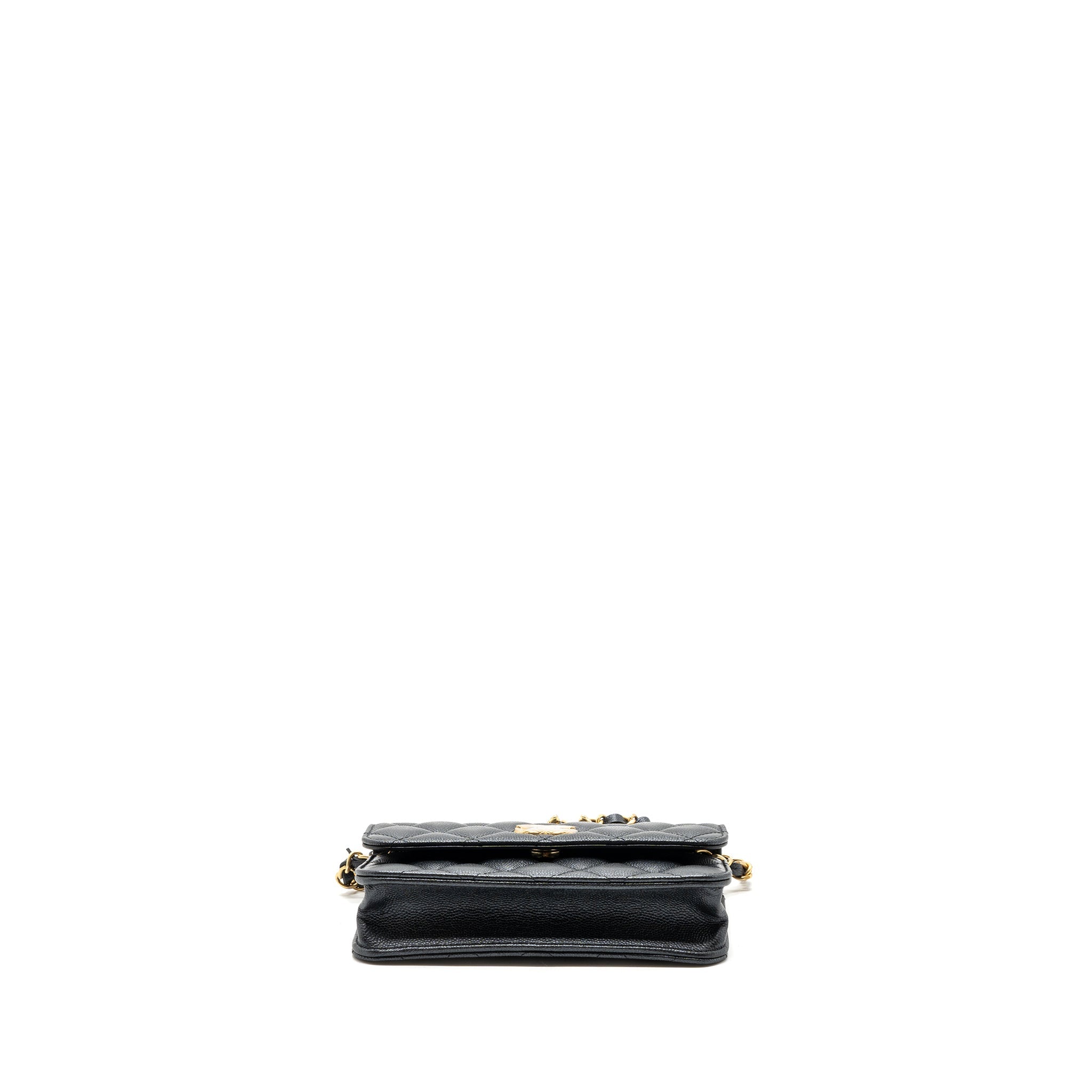 CHANEL MINI FLAP BAG WITH ADJUSTABLE CHAINS CAVIAR BLACK GHW(MICROCHIP)