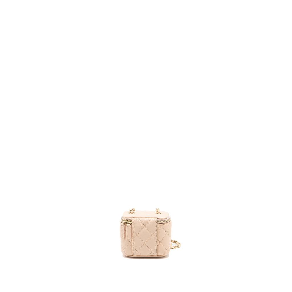 CHANEL MINI VANITY CASE CAVIAR LIGHT BEIGE LGHW
