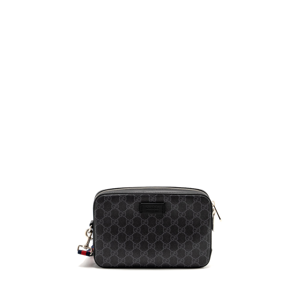 GUCCI POUCH GG SUPREME CANVAS BLACK SHW