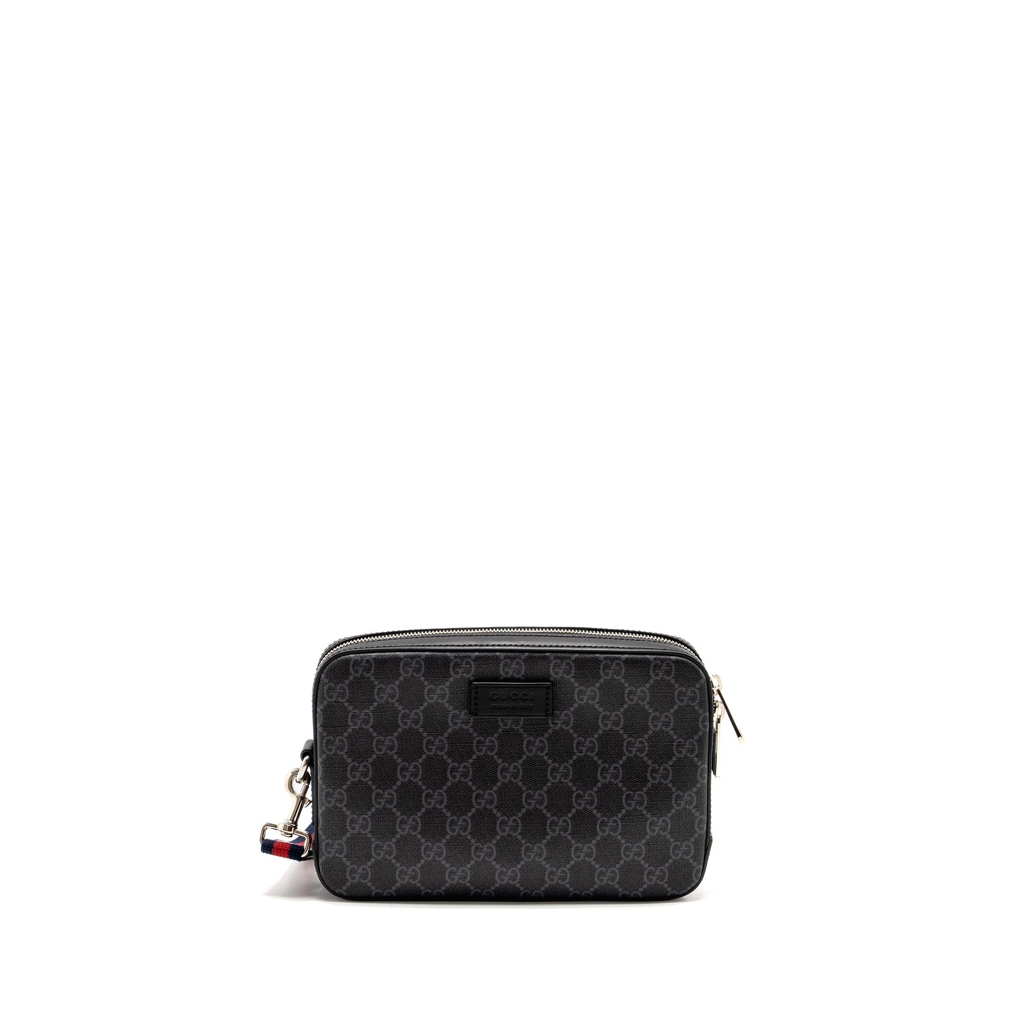 GUCCI POUCH GG SUPREME CANVAS BLACK SHW