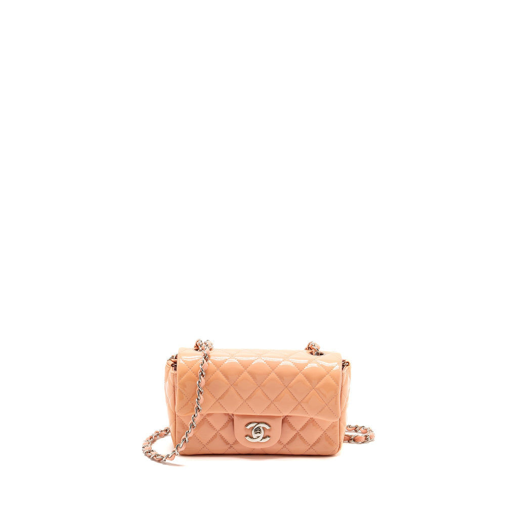 CHANEL MINI RECTANGULAR FLAP BAG PATENT PINK SHW