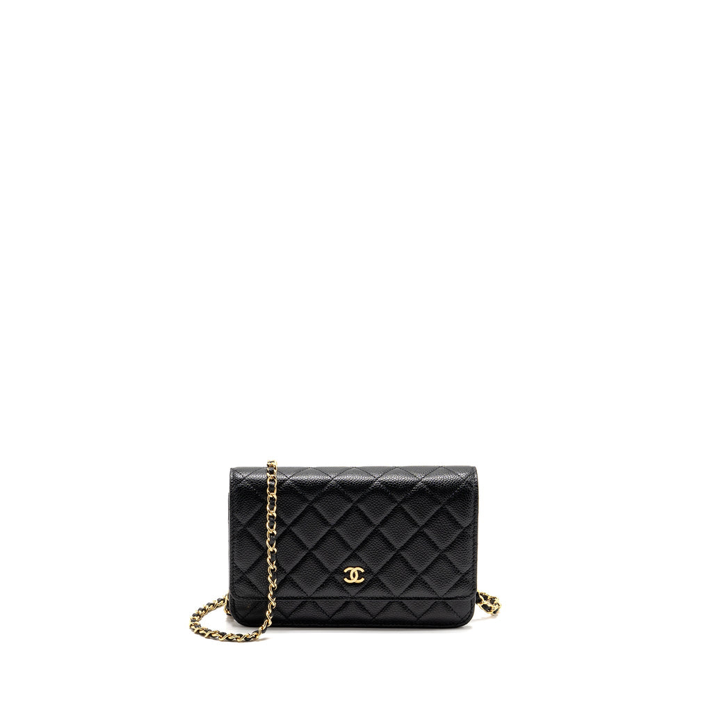 CHANEL CLASSIC WALLET ON CHAIN CAVIAR BLACK GHW (MICROCHIP)