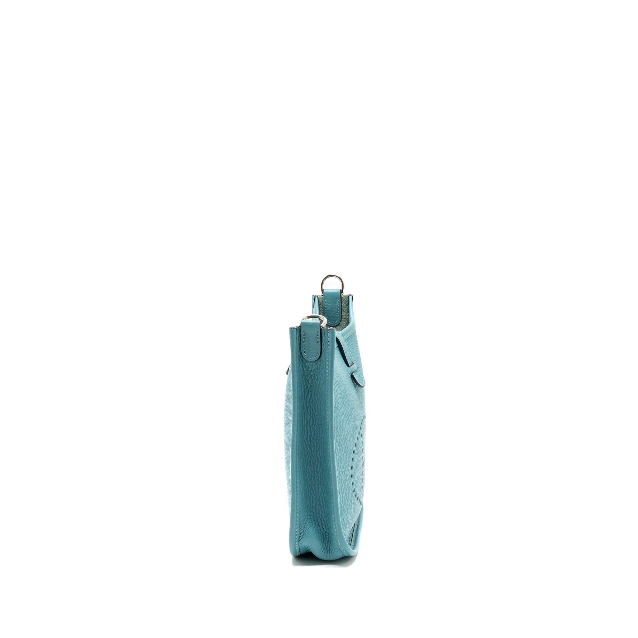 HERMES MINI EVELYNE CLEMENCE BLUE SAINT CYR WITH MULTICOLOR STRAP SHW