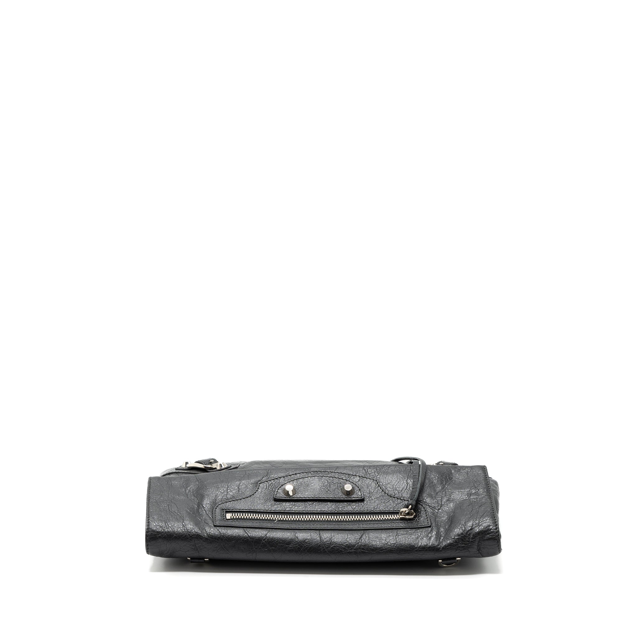 BALENCIAGA CITY FOLD CLUTCH/ SHOULDER BAG DARK GREY SHW