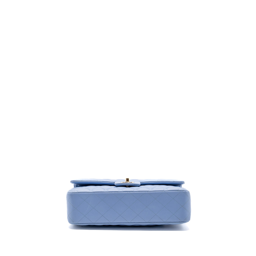 CHANEL MEDIUM CLASSIC DOUBLE FLAP BAG LAMBSKIN LIGHT BLUE LGHW