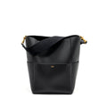 CELINE SANGLE BUCKET BAG GRAINED CALFSKIN BLACK GHW