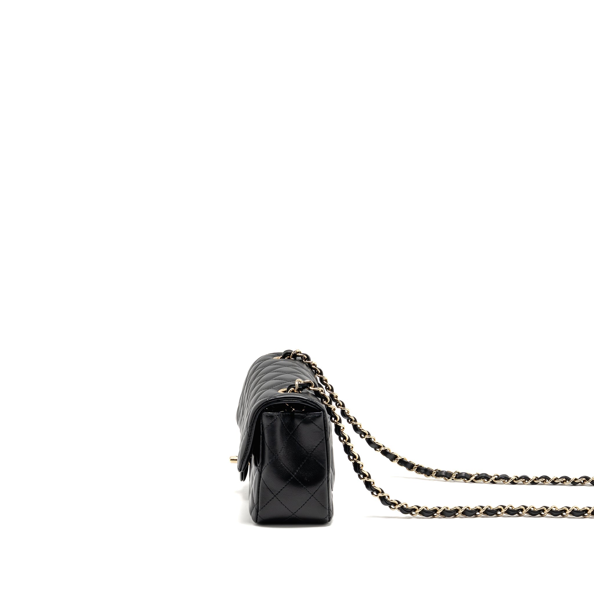 CHANEL MINI RECTANGULAR FLAP BAG LAMBSKIN BLACK LGHW (MICROCHIP)