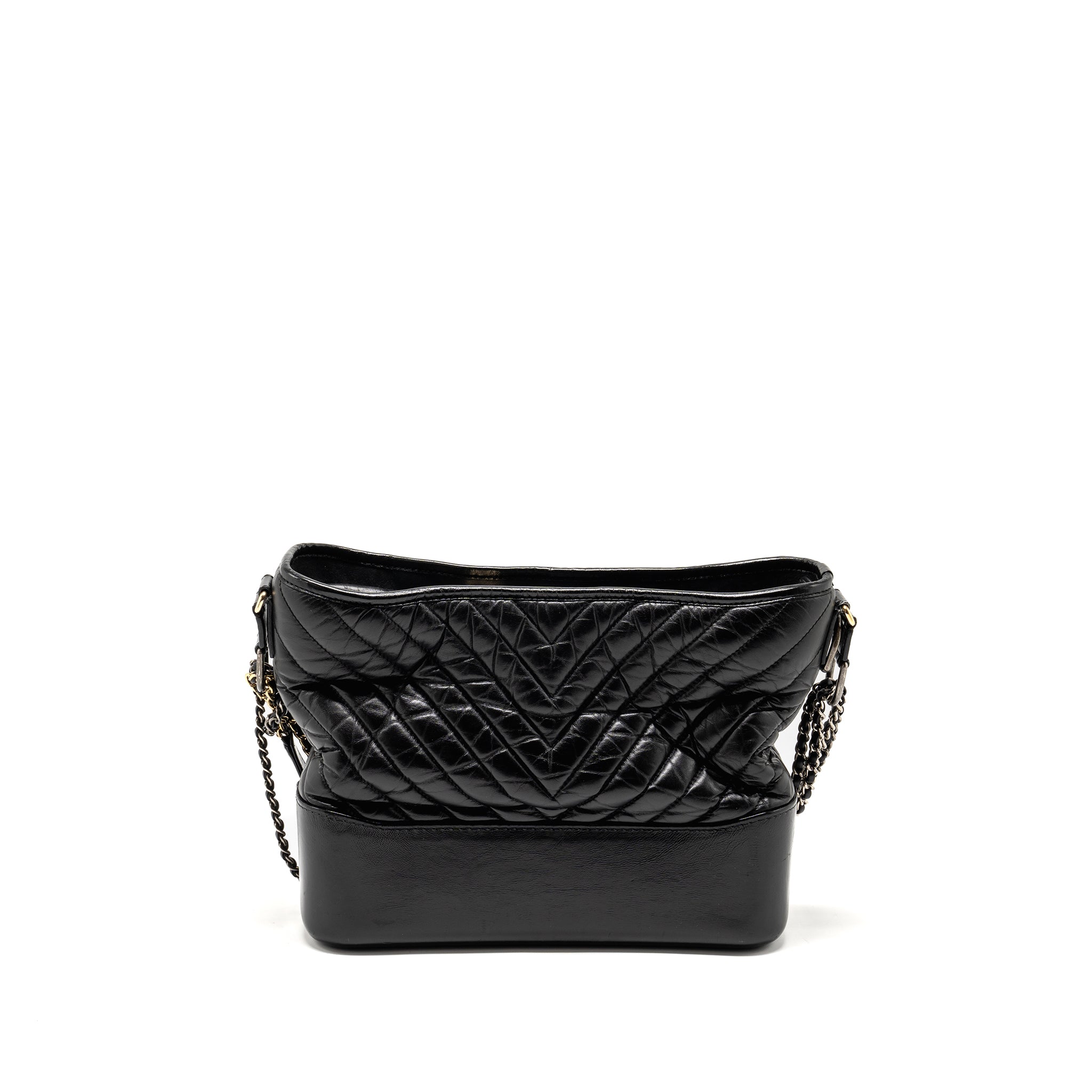 CHANEL GABRIELLE HOBO BAG SHINY CALFSKIN BLACK MULTICOLOUR HARDWARE