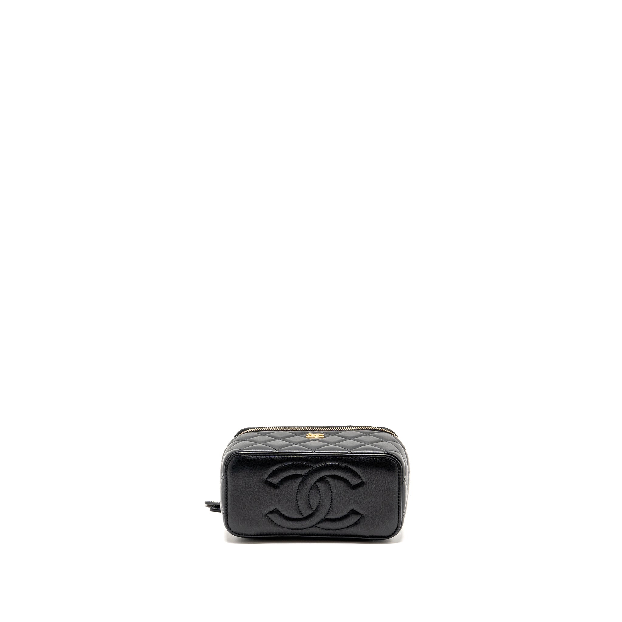 CHANEL PEARL CRUSH LONG VANITY CASE LAMBSKIN BLACK GHW (MICROCHIP)