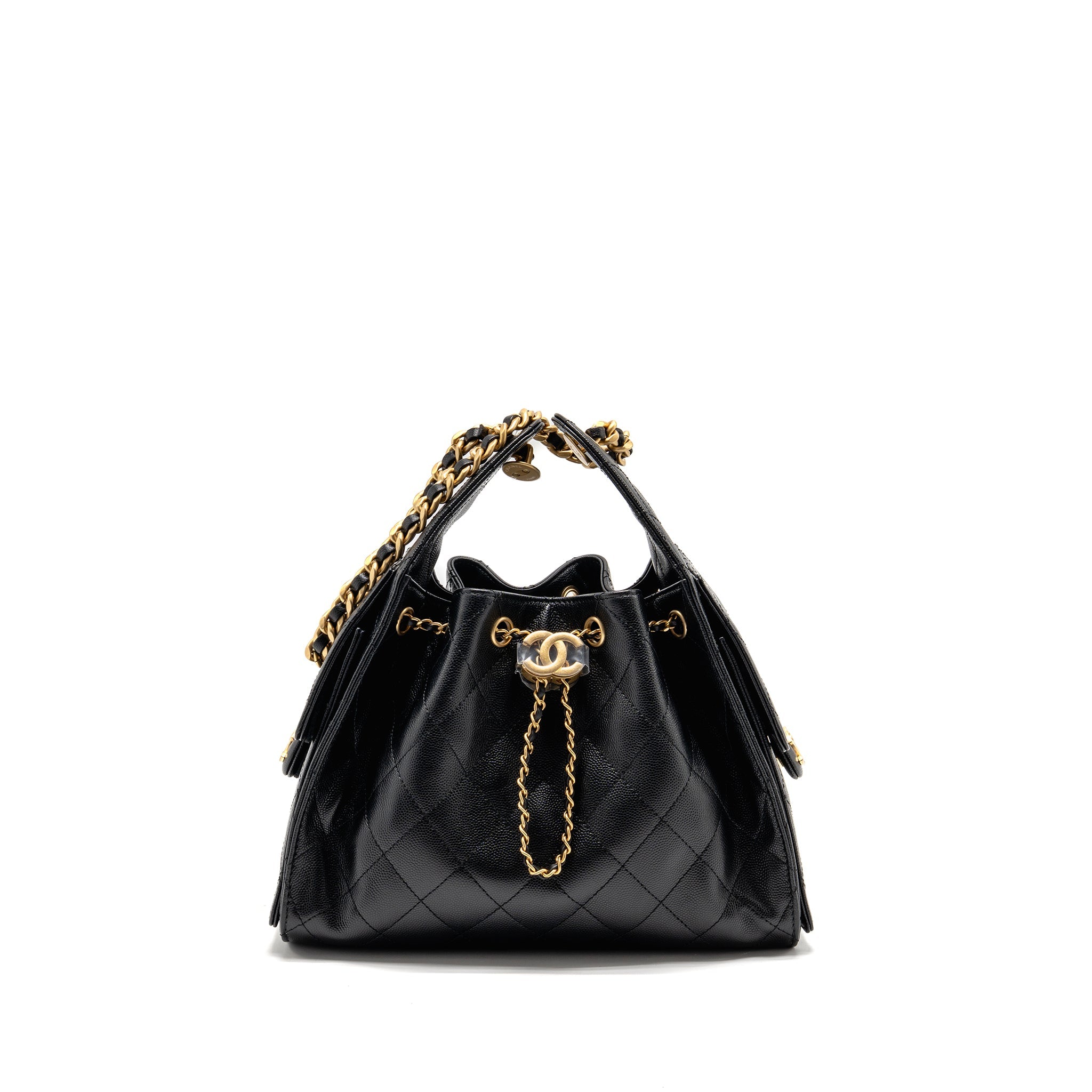 CHANEL SMALL 25 BAG CAVIAR BLACK GHW (MICROCHIP)