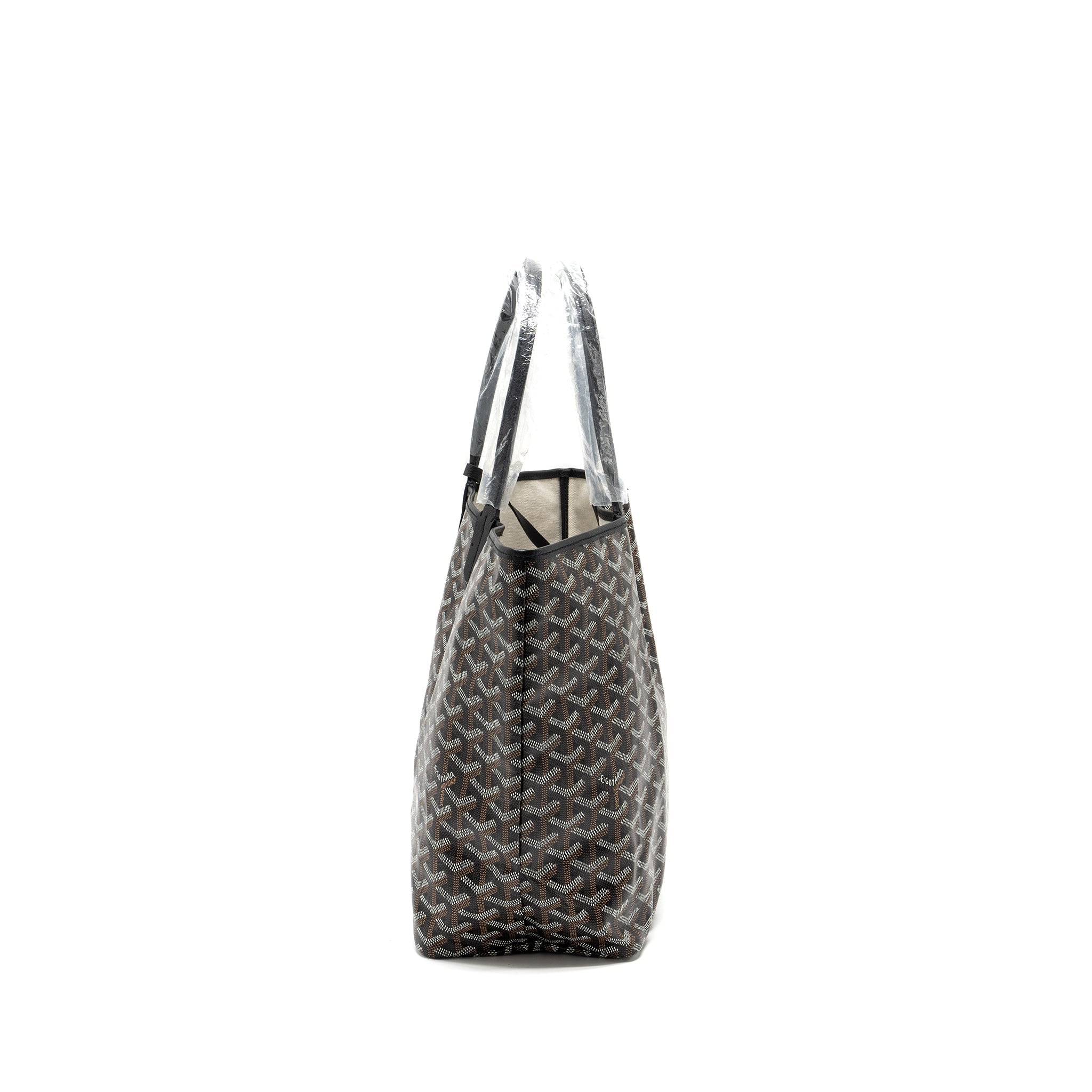 GOYARD SAINT LOUIS PM TOTE BAG GOYARDLINE CANVAS BLACK SHW