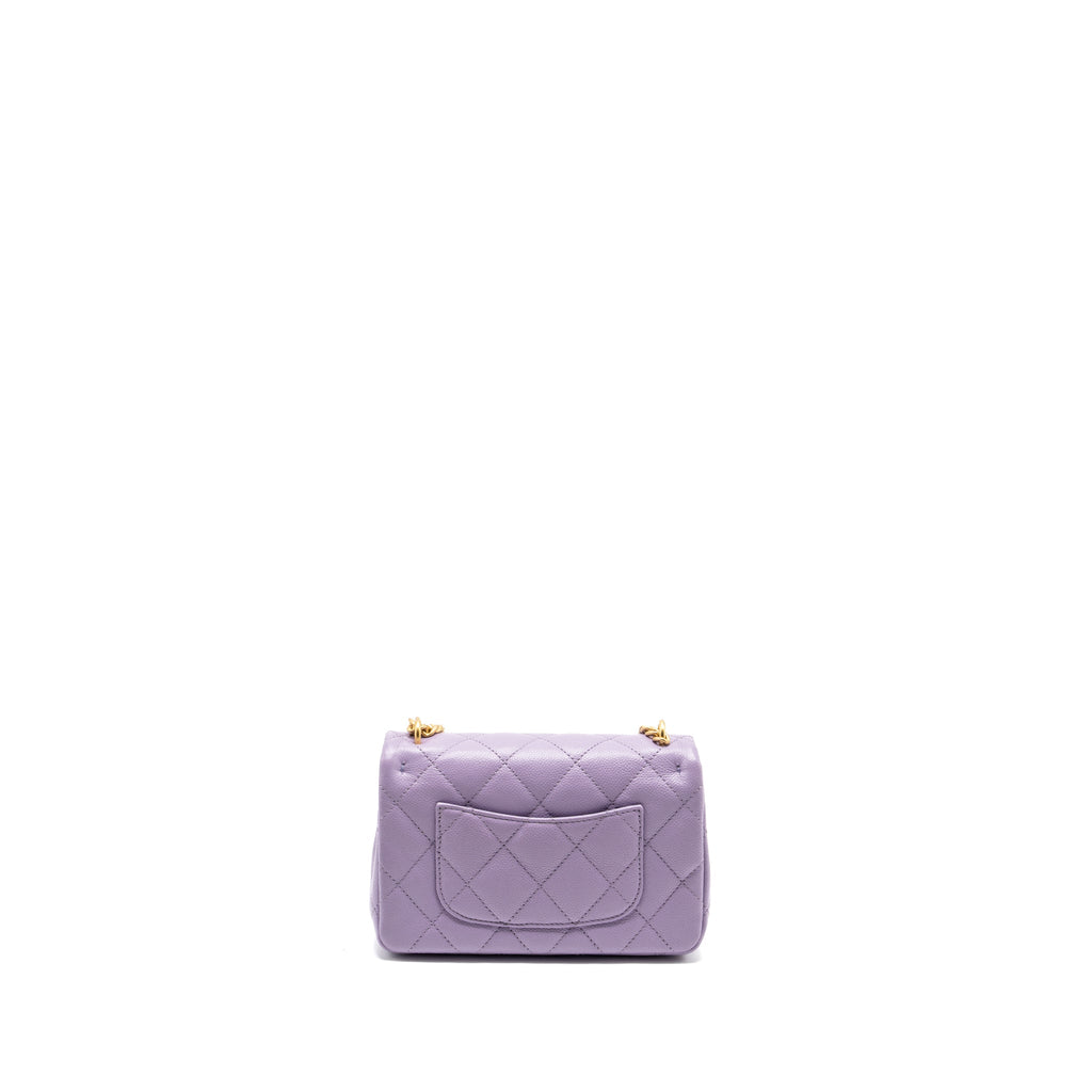 CHANEL 24P COCO LOVE MINI FLAP BAG ADJUSTABLE CHAINS CAVIAR LIGHT PURPLE GHW (MICROCHIP)