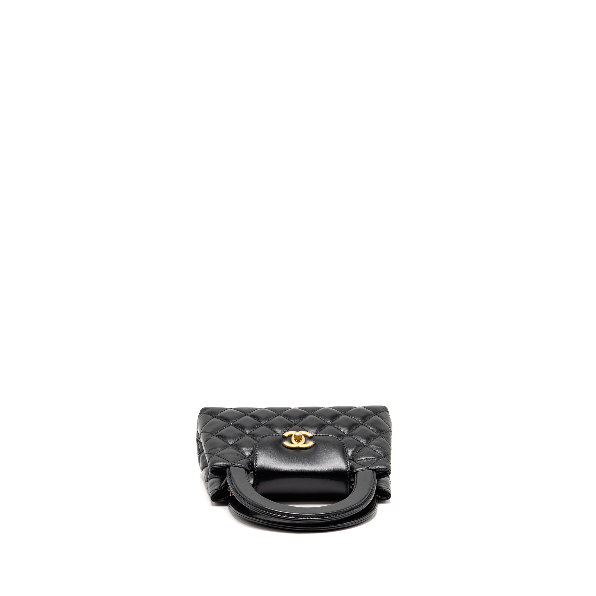 CHANEL MINI KELLY SHOPPING TOTE BAG CALFSKIN BLACK GHW (MICROCHIP)