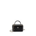 CHANEL TOP HANDLE LONG VANITY WITH CHAIN LAMBSKIN BLACK LGHW (MICROCHIP)