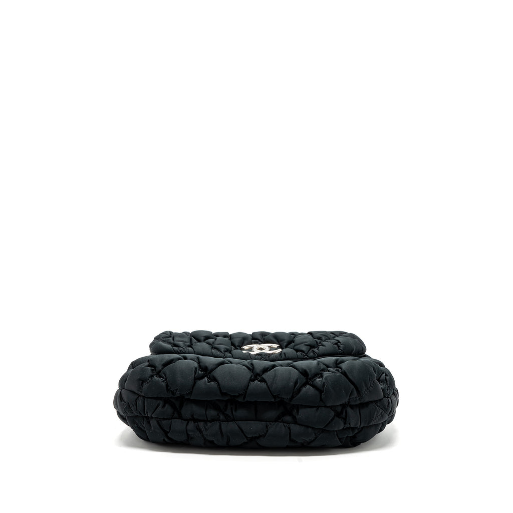 CHANEL QUILTED FLAP SHOULDER BAG NYLON BLACK SHW