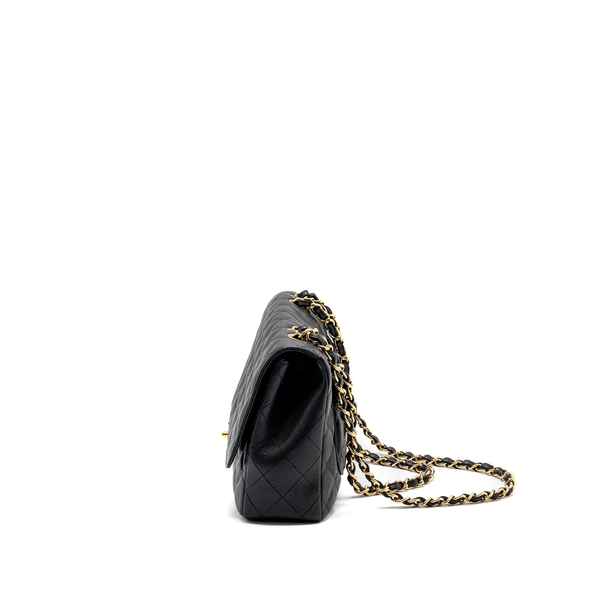 CHANEL CLASSIC JUMBO SINGLE FLAP BAG CAVIAR BLACK GHW