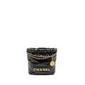 CHANEL MINI 22 BAG SHINY CALFSKIN BLACK GHW (MICROCHIP)