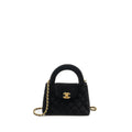 CHANEL 24A MINI SHOPPING TOTE/MINI KELLY VELVET BLACK GHW (MICROCHIP)