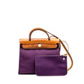 HERMES HERBAG 31 ZIP BAG CANVAS / HUNTER LEATHER CASSIS PURPLE SHW