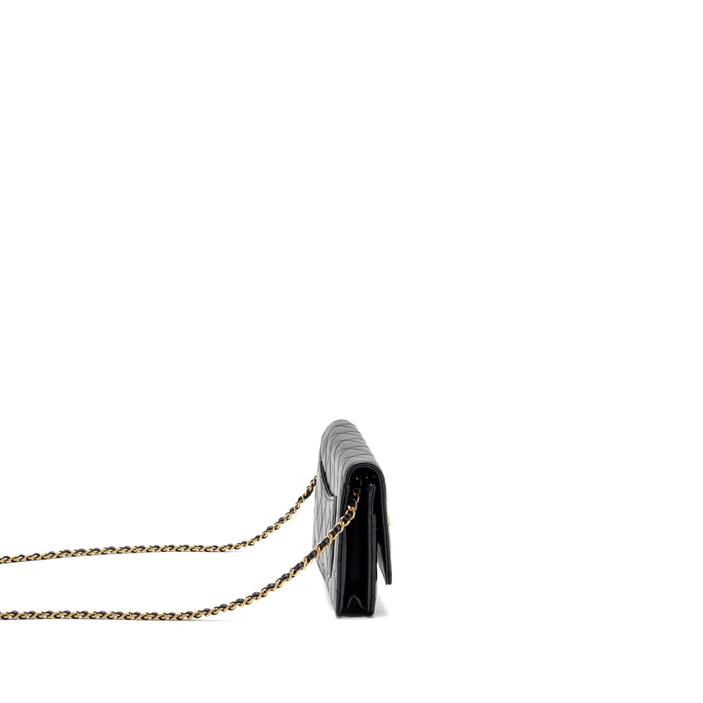 CHANEL CLASSIC WALLET ON CHAIN WITH CHARMS LAMBSKIN BLACK GHW