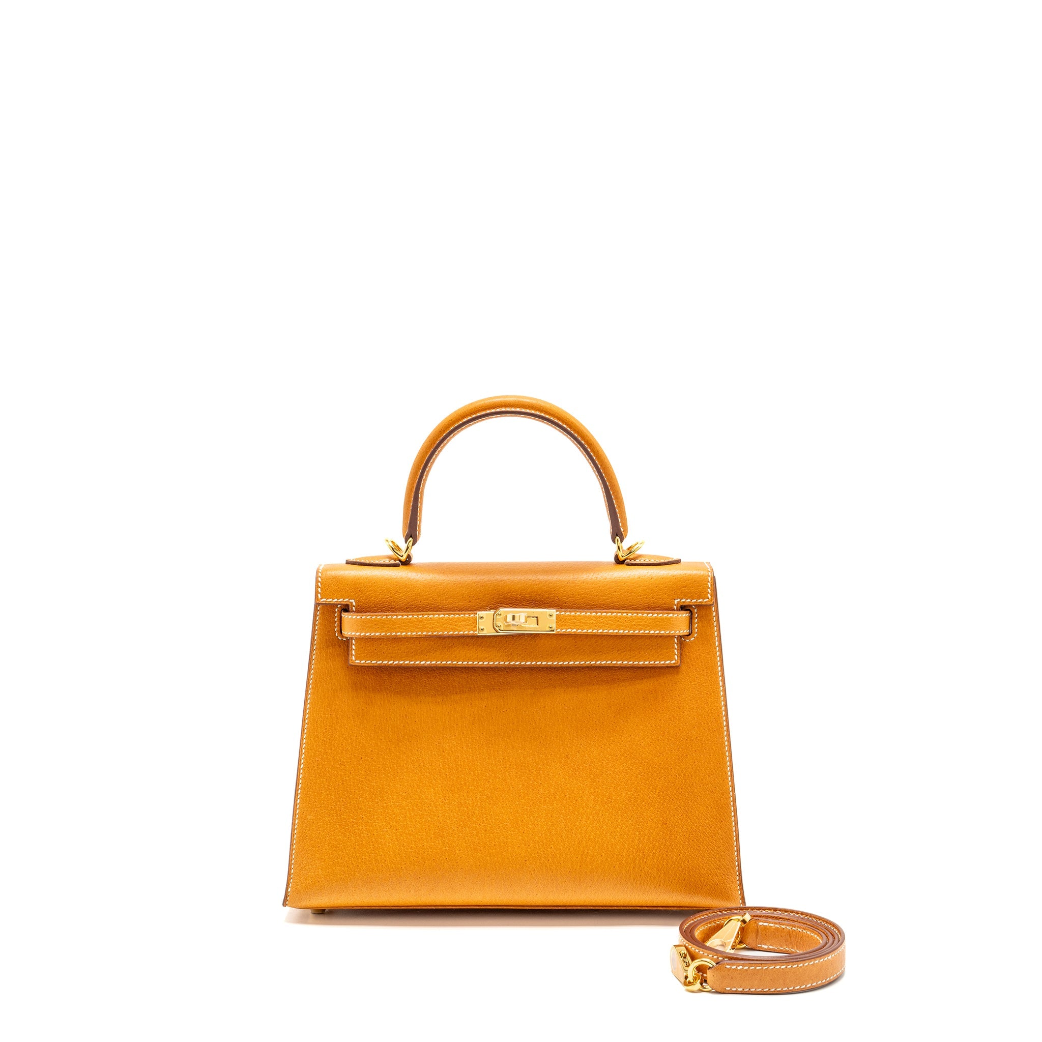 HERMES KELLY 25 PEAU DE PORC TOFFEE GHW