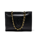 CHANEL VINTAGE TOTE BAG CALFSKIN BLACK GHW