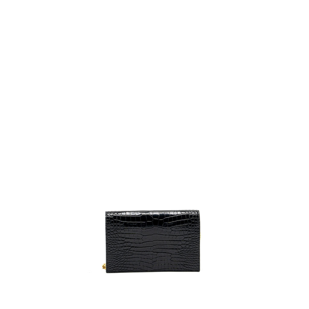 SAINT LAURENT/YSL KATE TASSEL CROC-EMBOSSED CALFSKIN BLACK GHW