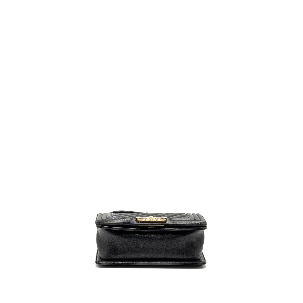 CHANEL SMALL BOY BAG CHEVRON CAVIAR BLACK LGHW