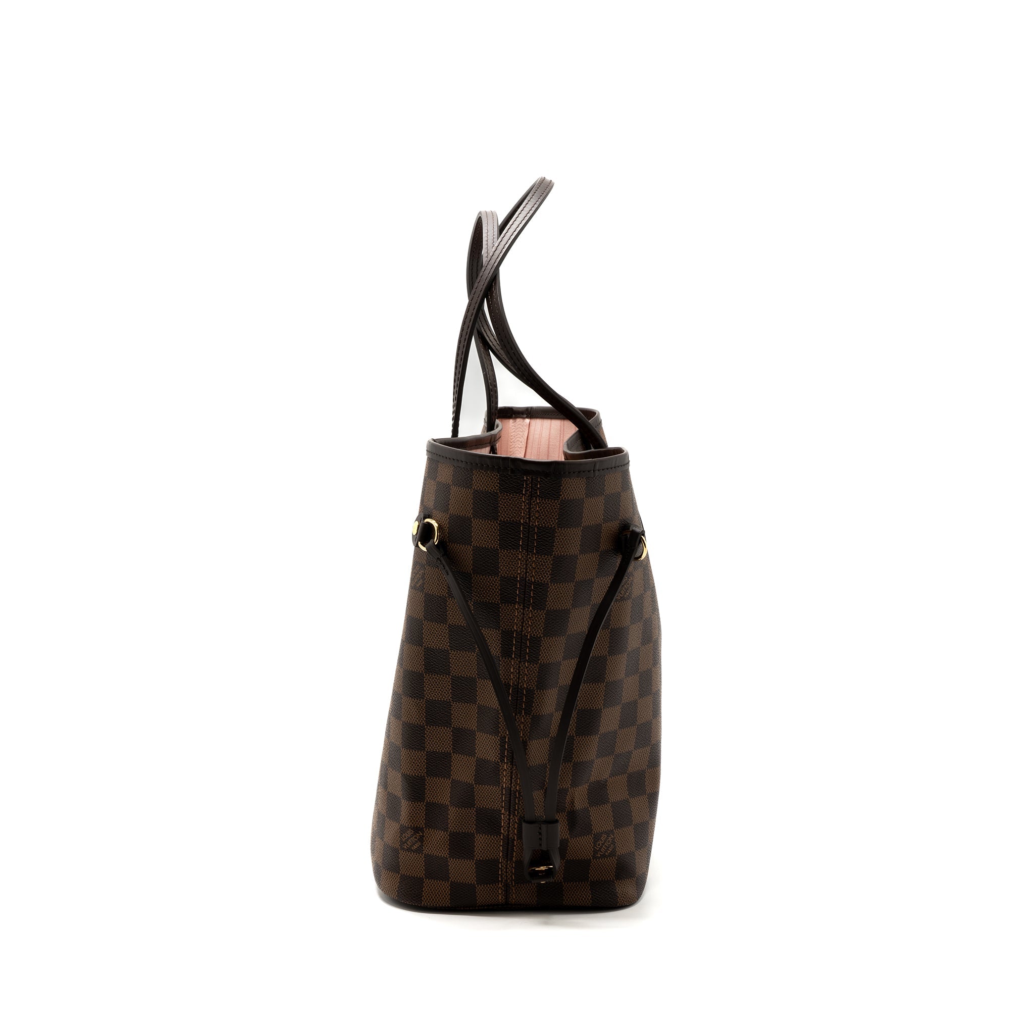 LOUIS VUITTON NEVERFULL MM MONOGRAM DAMIER EBENE CANVAS / ROSE BALLERINA GHW
