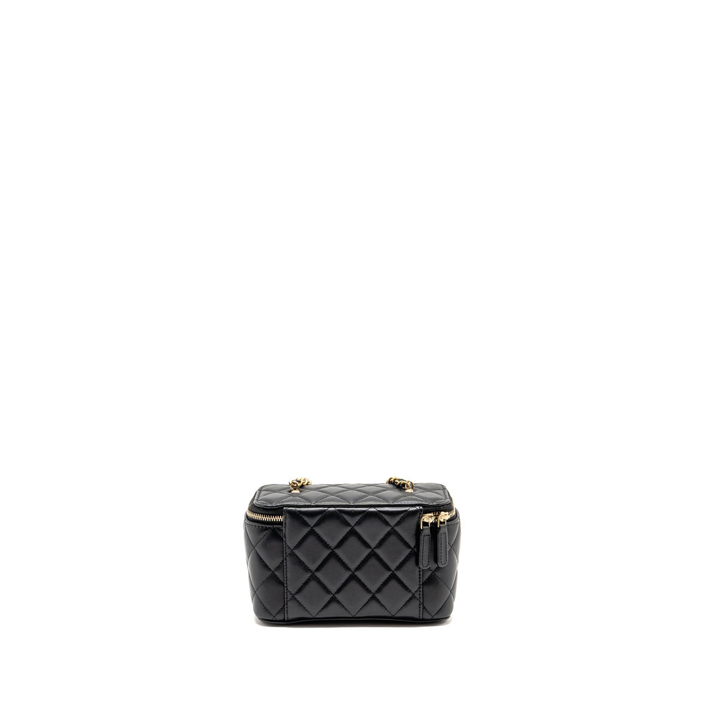 CHANEL PEARL CRUSH LONG VANITY CASE LAMBSKIN BLACK GHW (MICROCHIP)