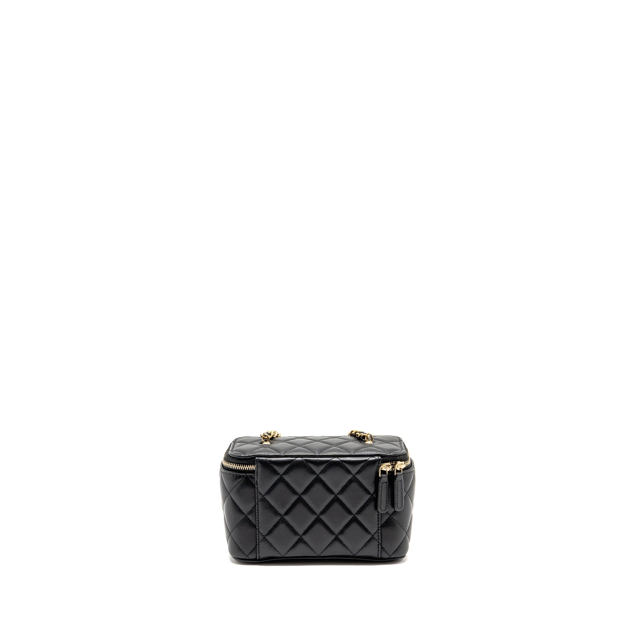 CHANEL PEARL CRUSH LONG VANITY CASE LAMBSKIN BLACK GHW (MICROCHIP)