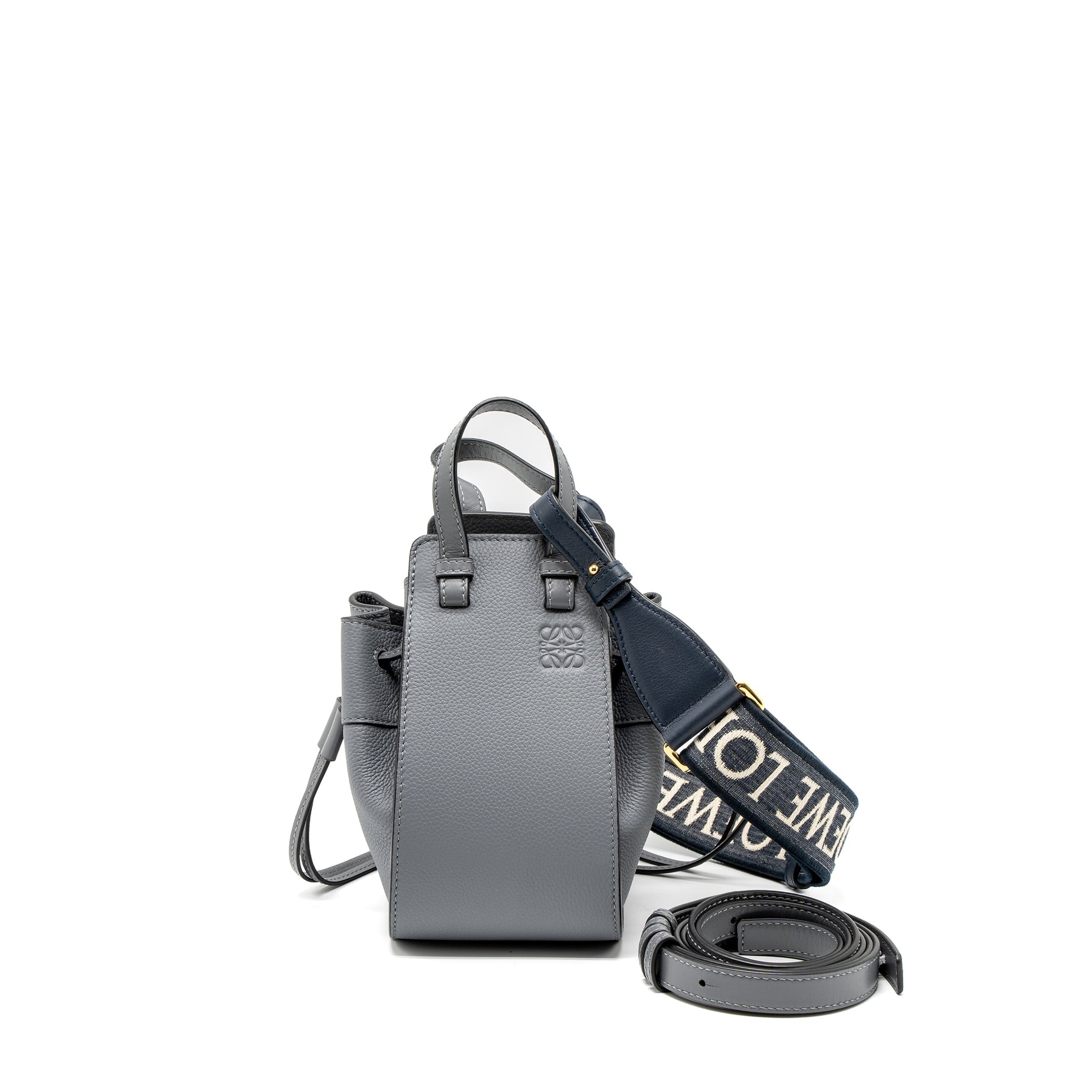 LOEWE MINI HAMMOCK DRAWSTRING IN SOFT GRAINED CALFSKIN ASPHALT GREY GHW
