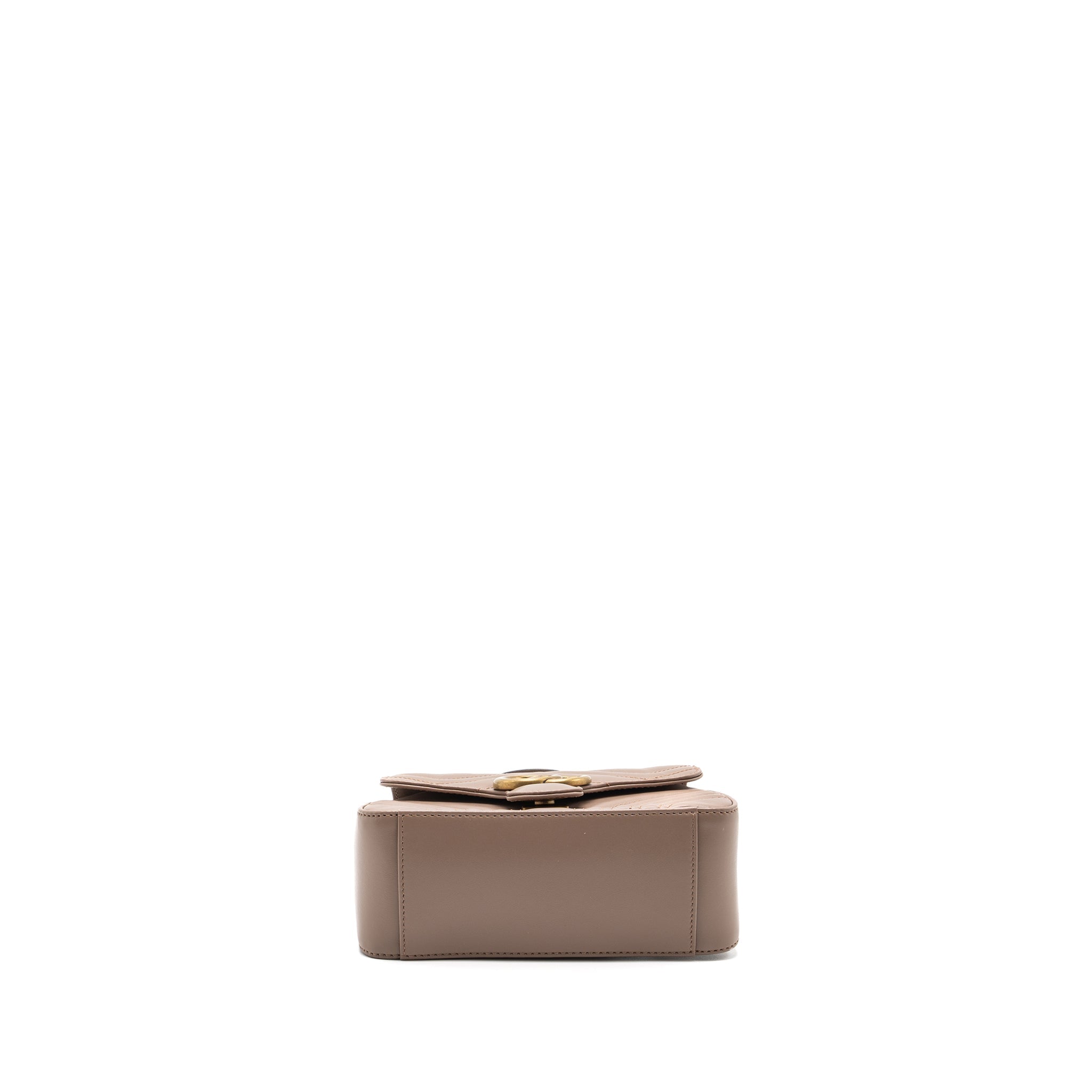 GUCCI GG MARMONT MINI TOP HANDLE BAG LEATHER DARK BEIGE GHW