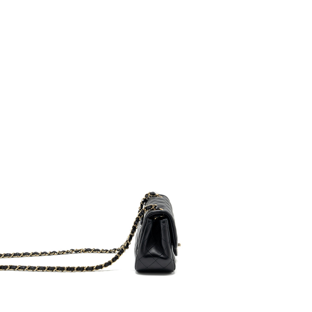 CHANEL MINI SQUARE FLAP BAG LAMBSKIN BLACK LGHW (MICROCHIP)