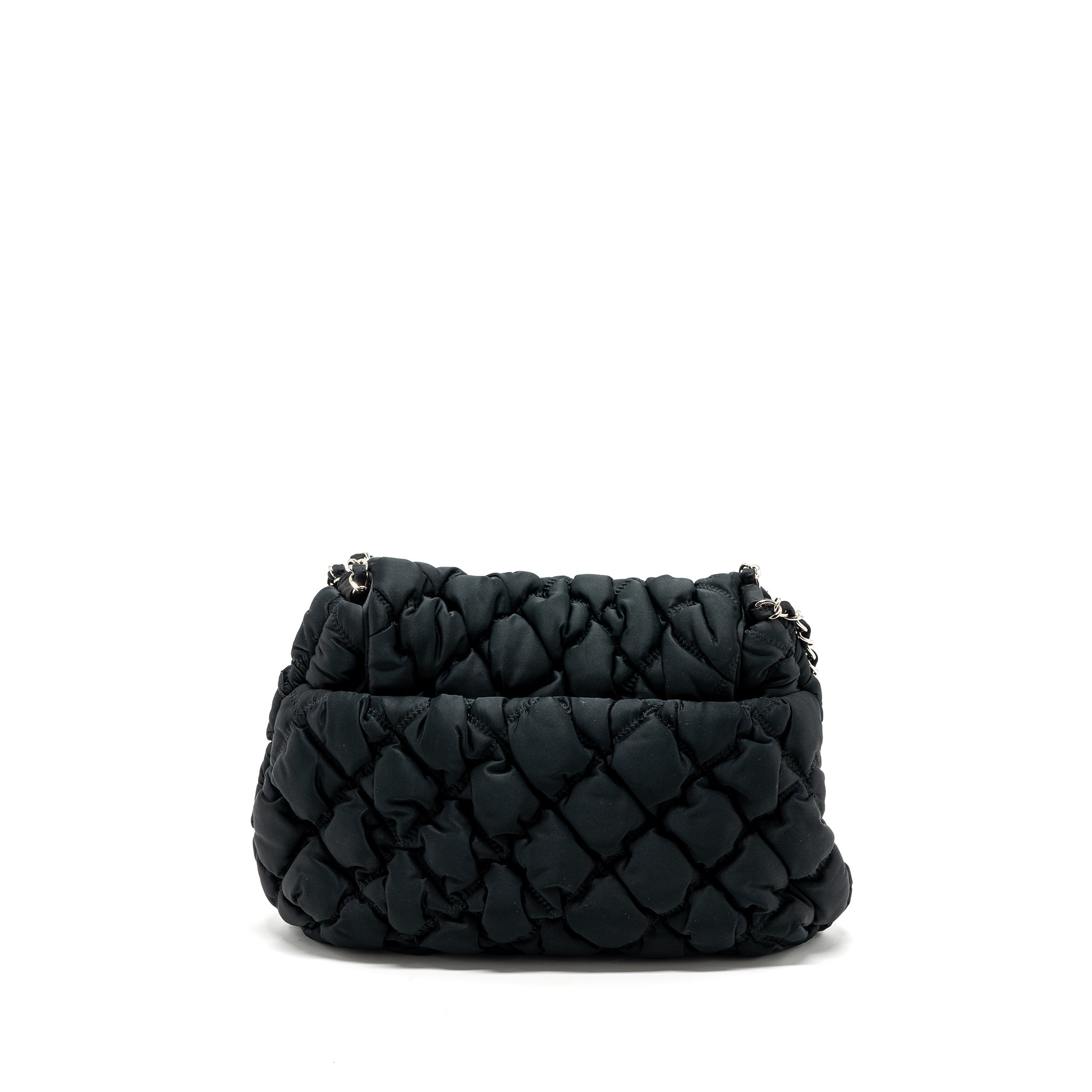 CHANEL QUILTED FLAP SHOULDER BAG NYLON BLACK SHW