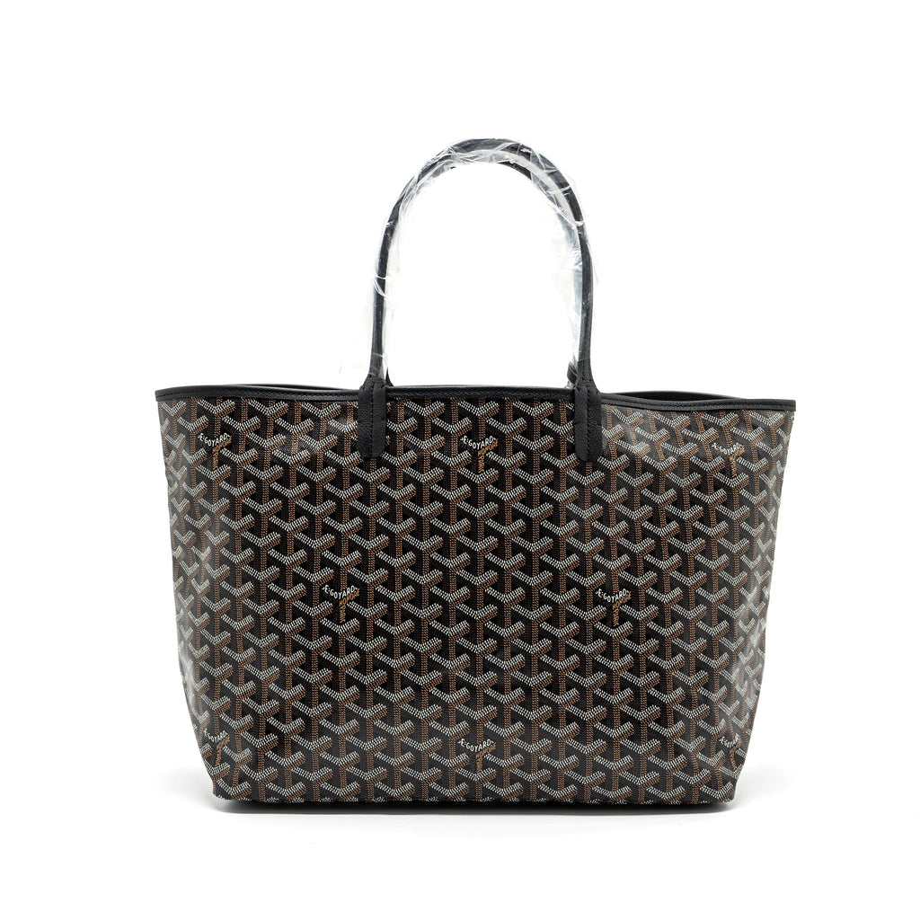 GOYARD SAINT LOUIS PM TOTE BAG GOYARDLINE CANVAS / CALFSKIN BLACK SHW