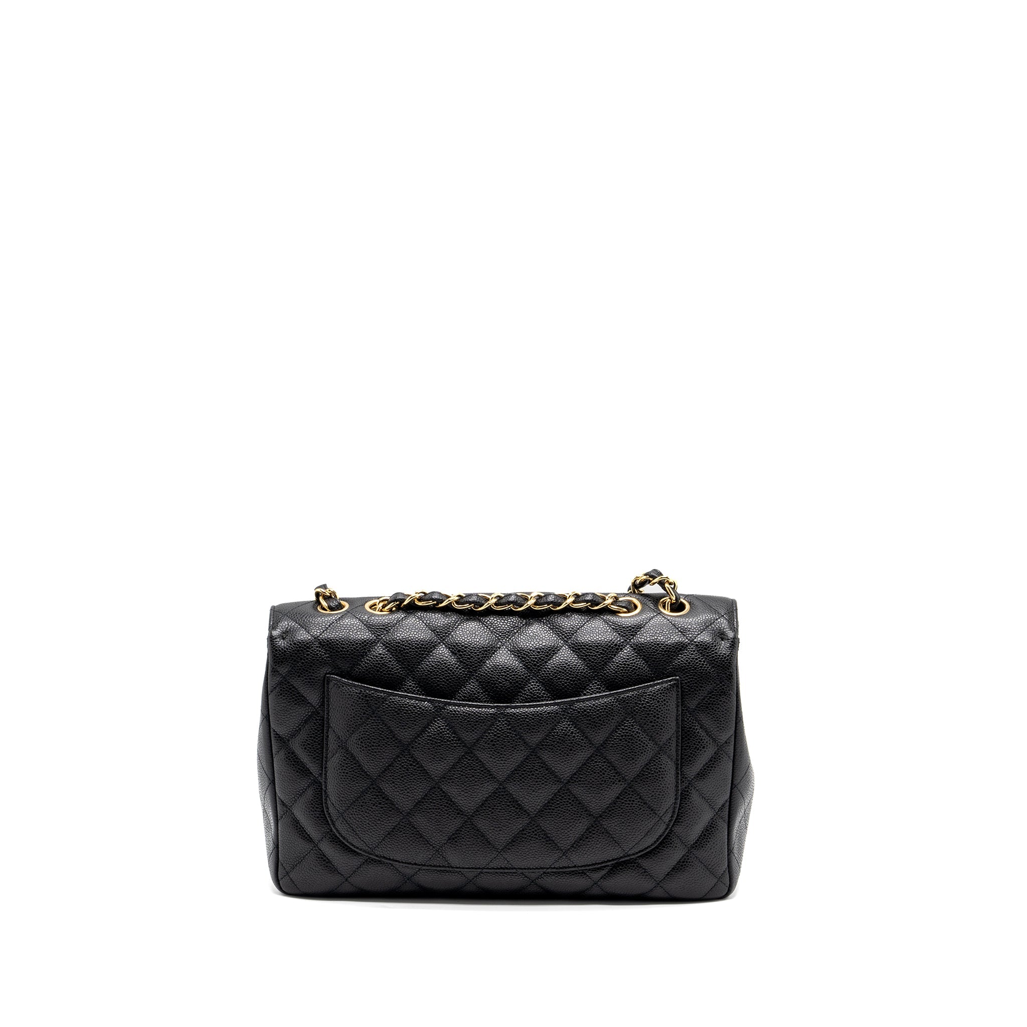 CHANEL CLASSIC JUMBO SINGLE FLAP BAG CAVIAR BLACK GHW