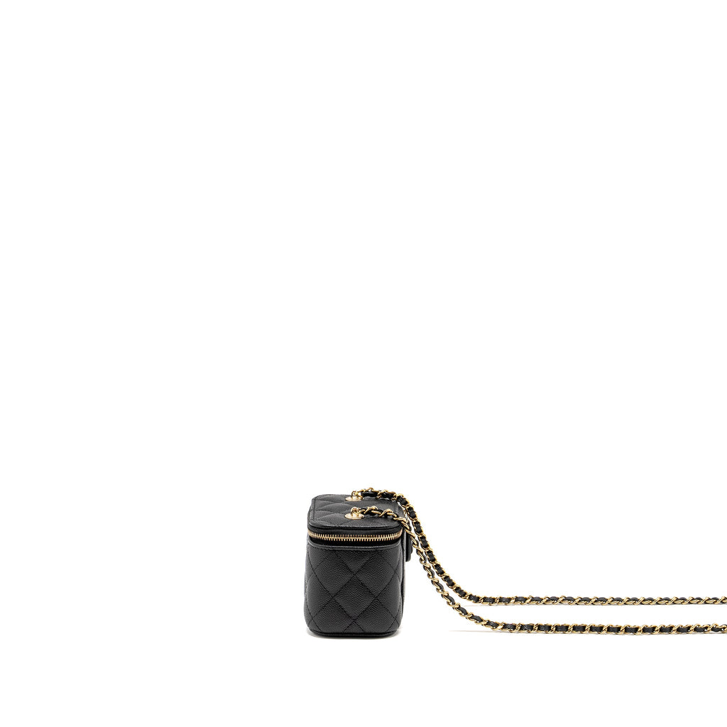 CHANEL MINI VANITY WITH CHAIN CAVIAR BLACK LGHW (MICROCHIP)