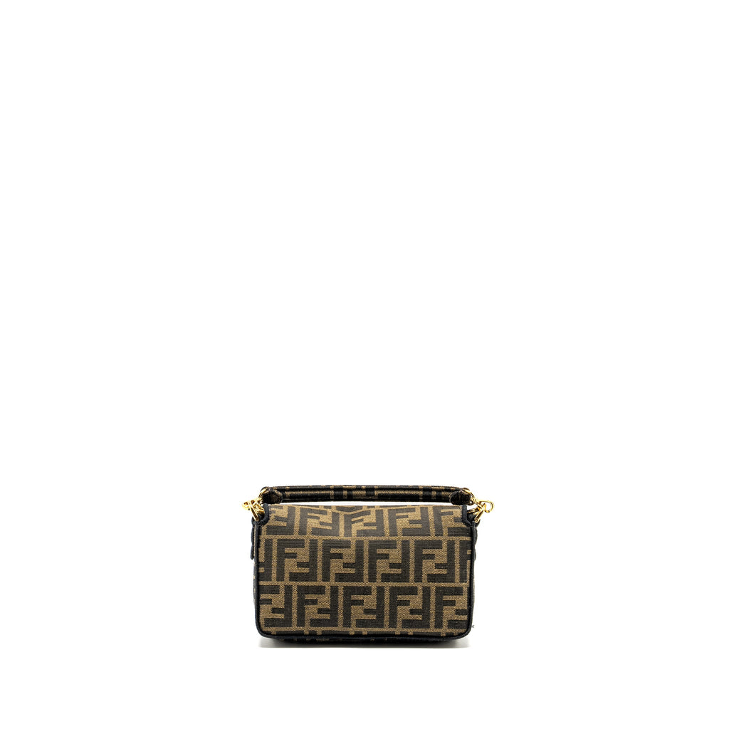 FENDI MINI BAGUETTE BAG FF JACQUARD FABRIC BROWN GHW