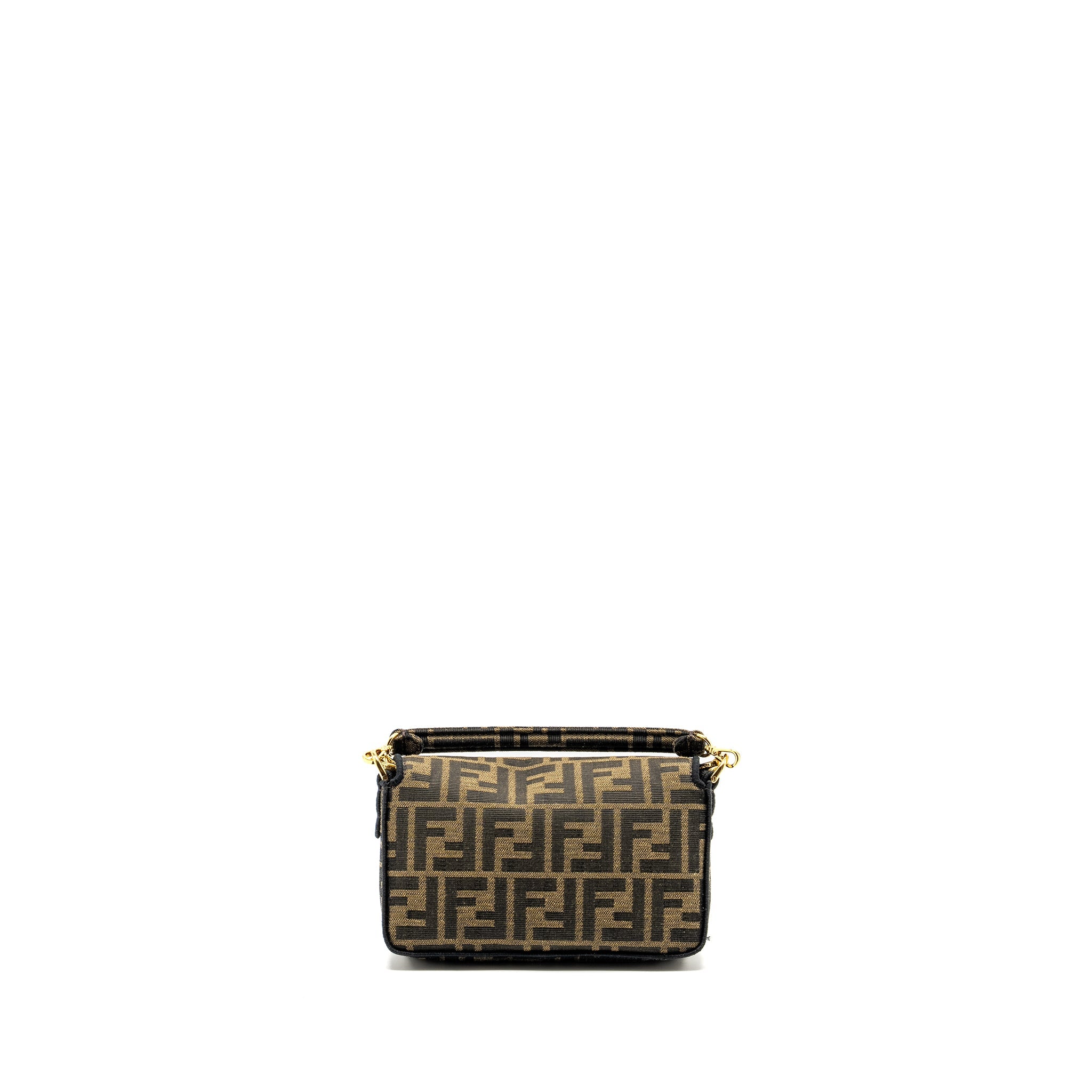 FENDI MINI BAGUETTE BAG FF JACQUARD FABRIC BROWN GHW