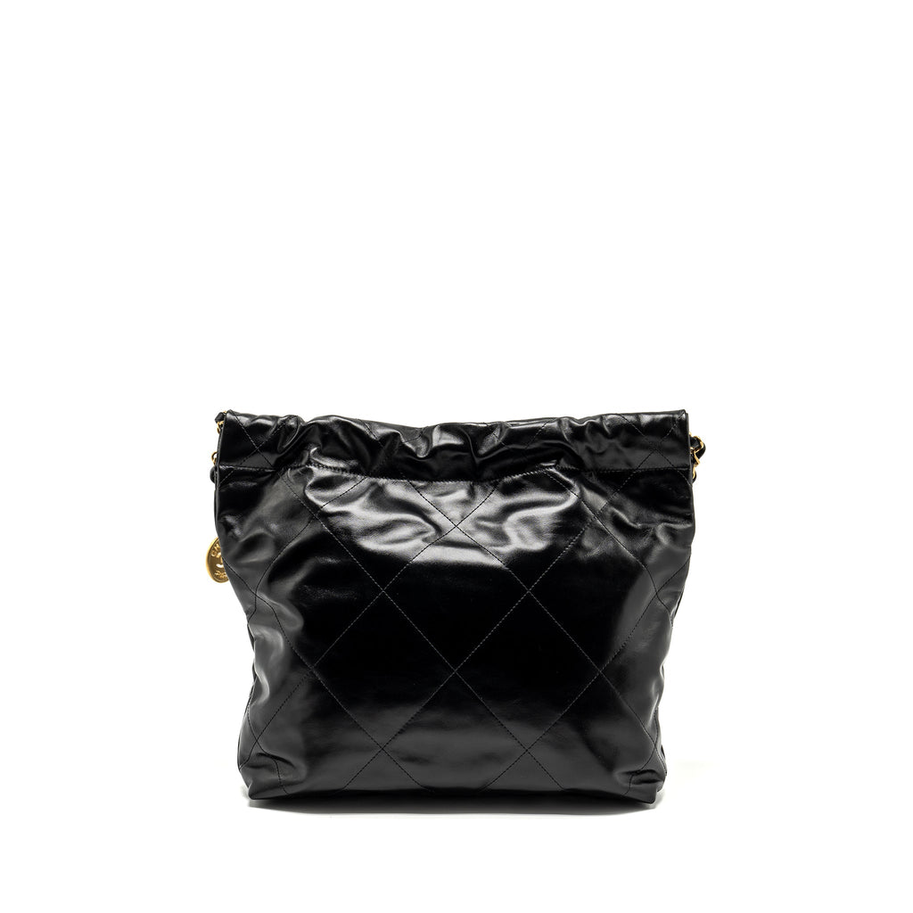 CHANEL SMALL 22 BAG SHINY CALFSKIN BLACK GHW (MICROCHIP)