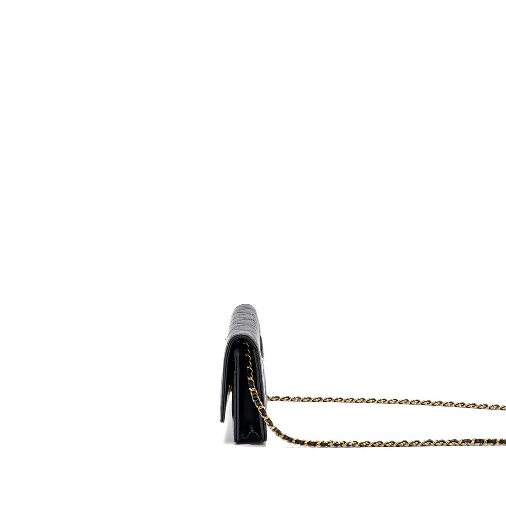 CHANEL CLASSIC WALLET ON CHAIN WITH CHARMS LAMBSKIN BLACK GHW