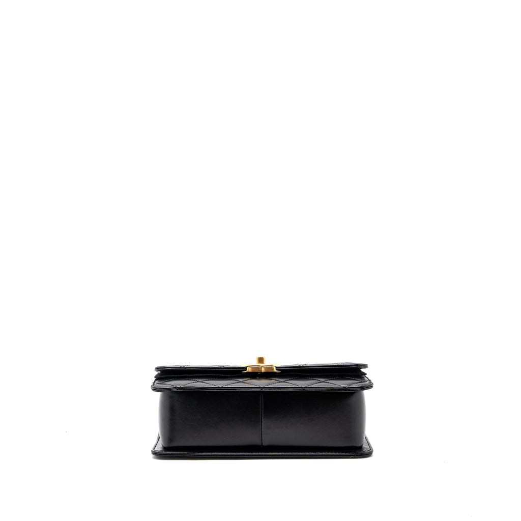 CHANEL 24C GOLD CRUSH FLAP BAG CALFSKIN BLACK GHW (MICROCHIP)