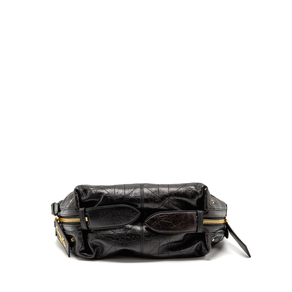 DIOR SMALL D-JOURNEY BAG CRINKLED CALFSKIN BLACK GHW