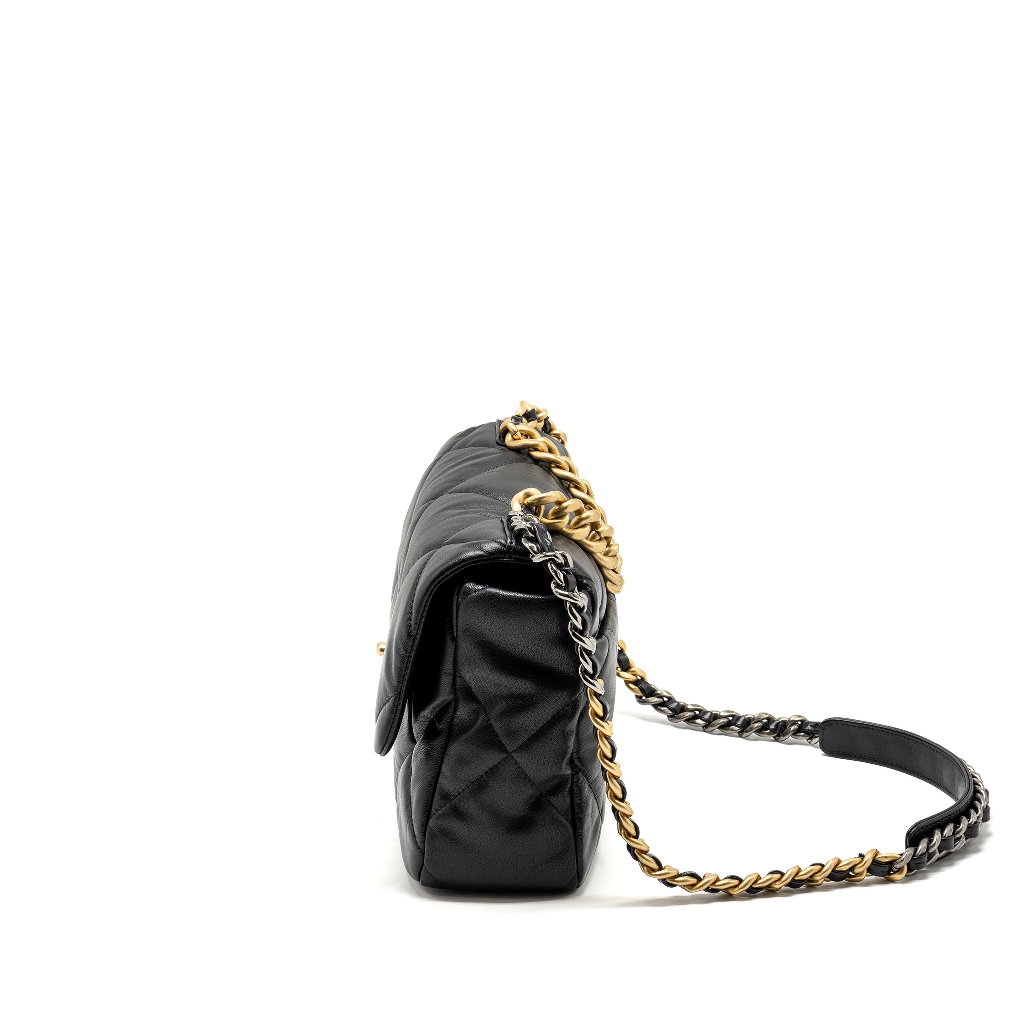 CHANEL MEDIUM 19 BAG GOATSKIN BLACK MULTICOLOUR HARDWARE