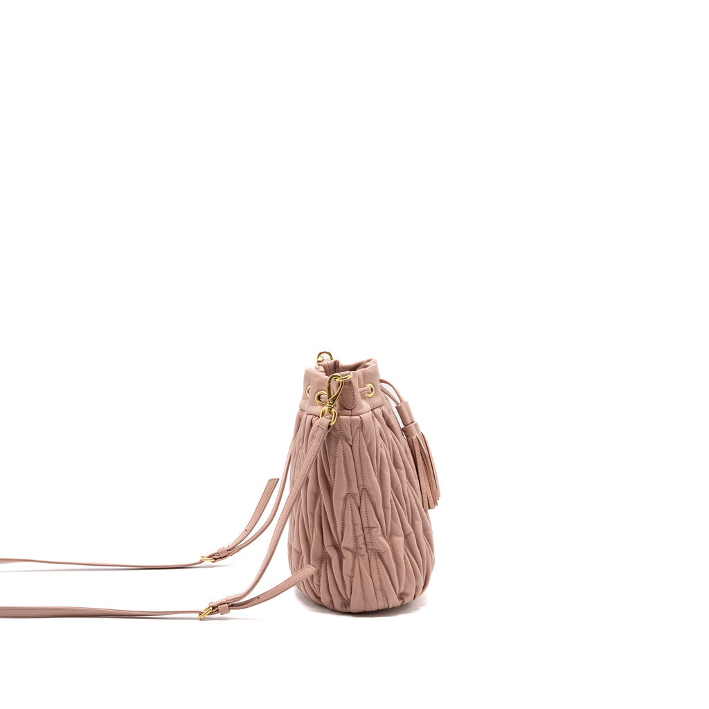 MIUMIU MATELASSE BUCKET BAG NAPPA PINK GHW