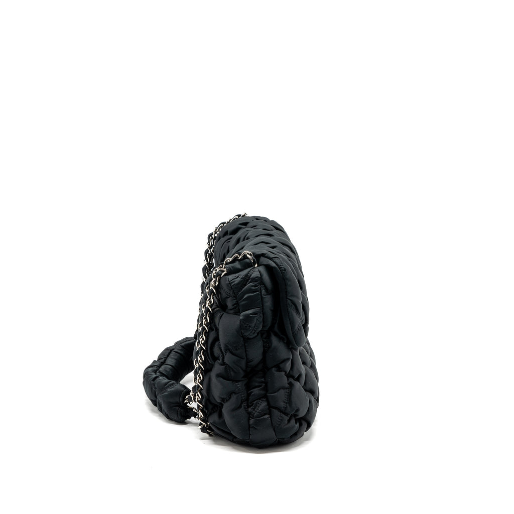 CHANEL QUILTED FLAP SHOULDER BAG NYLON BLACK SHW