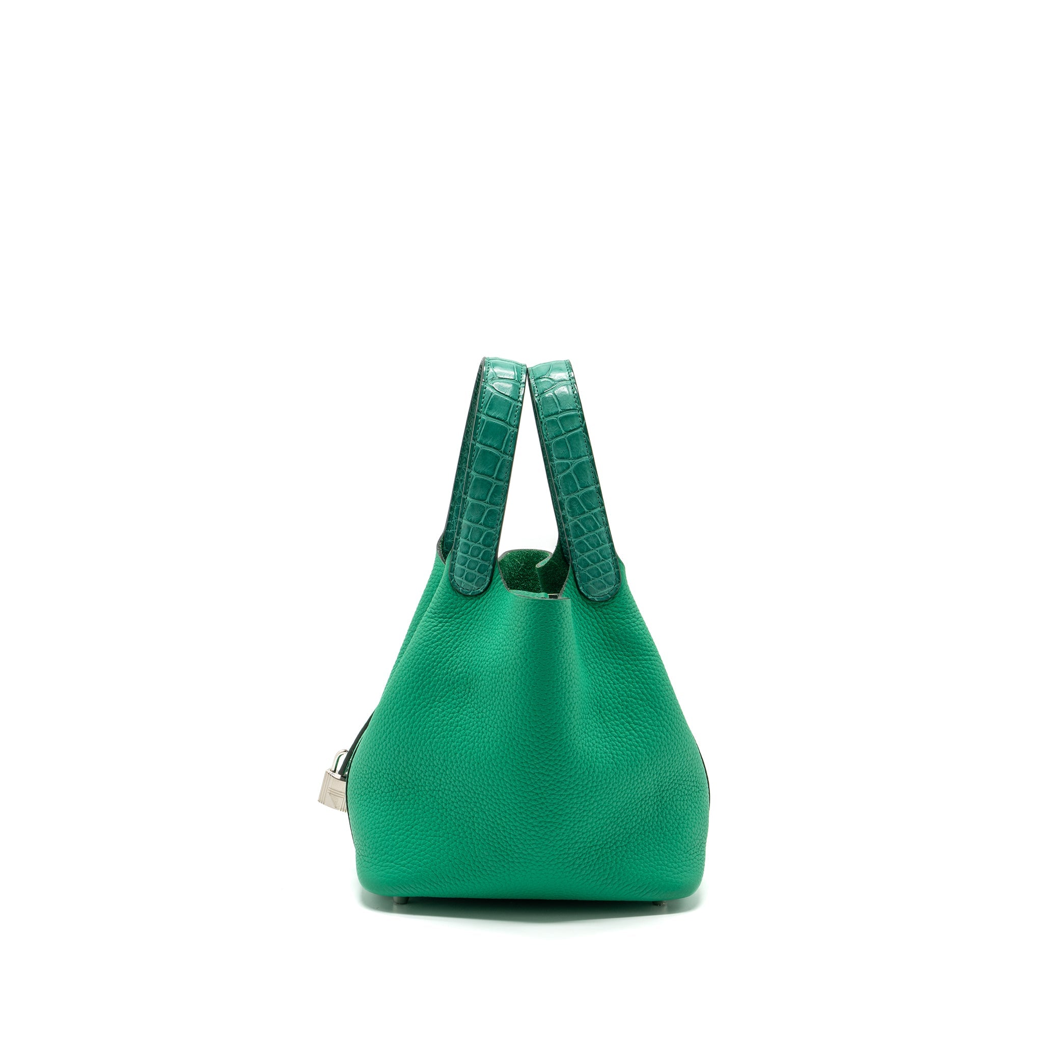 HERMES PICOTIN 18 LOCK BAG CLEMENCE /ALLIGATOR TOUCH MENTHE/VERT JADE SHW