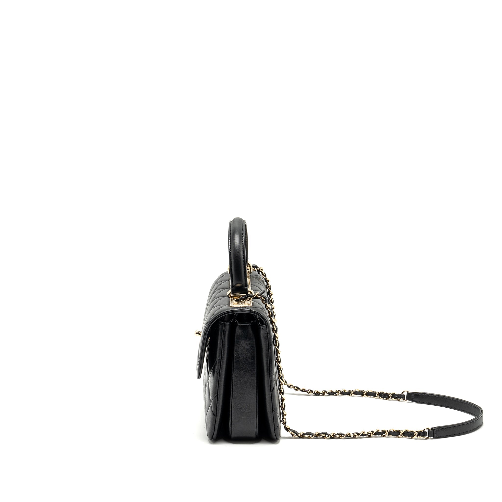CHANEL SMALL TRENDY CC FLAP BAG LAMBSKIN BLACK LGHW (MICROCHIP)